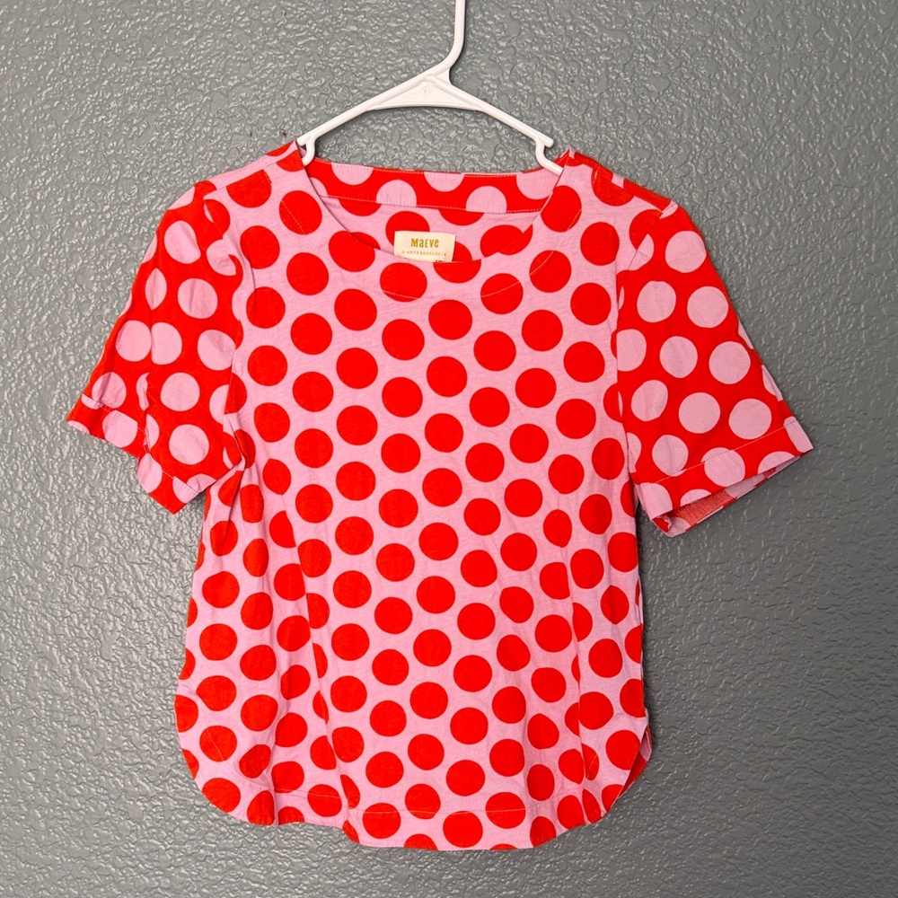 Maeve Red Polka Dot Blouse XS
